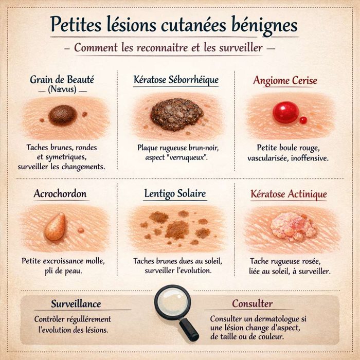 Petites lésions cutanées bénignes : comment les reconnaître ?